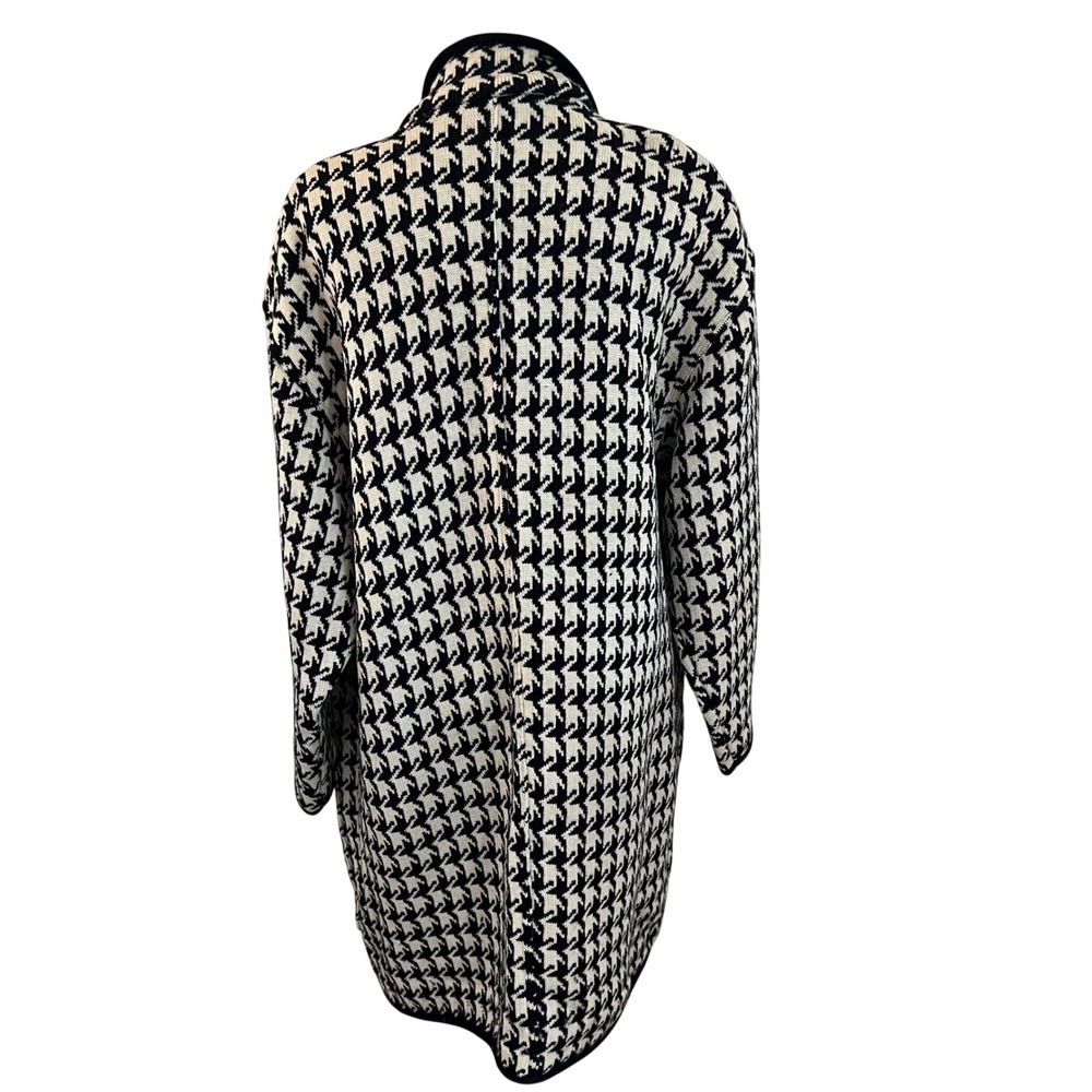 Vintage Adrienne Vittadini Italy Wool Houndstooth Knit Coatigan Cardigan L - Picture 6 of 10
